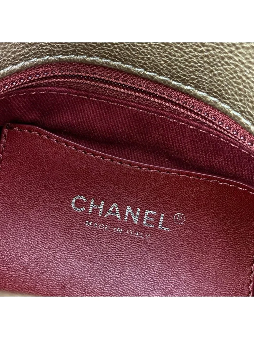 Chanel Shoulder Bag Mademoiselle Khaki Gold